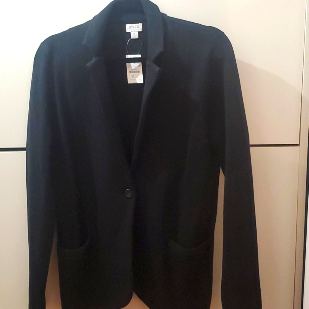 J.Crew Women’s Black Sweater Blazer – Medium Size, New with Tags, Knit Workwear